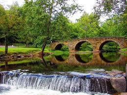 Scenic stone bridge and waterfall in Sullivan County, New York